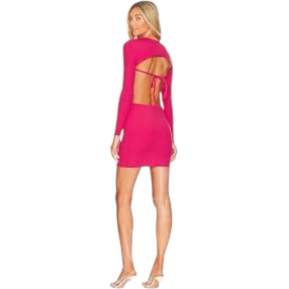 NWT Revolve‎ Lovers + Friends Georgie Open Back Mini Dress Rasberry Red Small